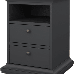 Sengebord/natbord Vesterholm Nora, mat grå - 2 skuffer åbent rum, danskproduceret FSC, H59ÃB44ÃD40 cm